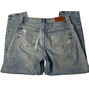 Lucky Brand Womens 10/30A High Rise Distressed Mom Jeans Light Acid‎ Wash Blue